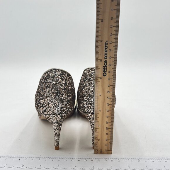 XYD Gold Glitter D'Orsay Low Heels Comfortable Slip-on Pointed Toe Sexy Pumps - Picture 5 of 8